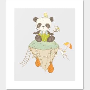 Cute Whimsical Panda on a Island Posters and Art